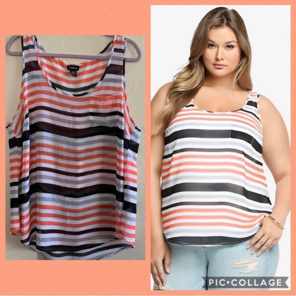 Torrid Striped Chiffon Tanks Top